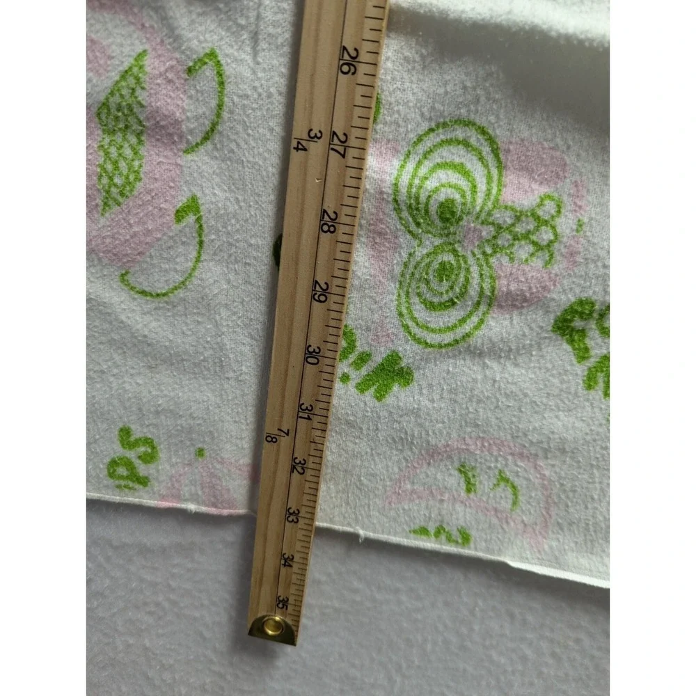 Vintage Flannel Baby Receiving Blanket Green‎ Pink
